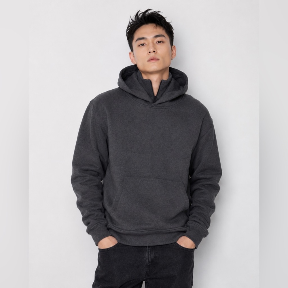 Frame half-zip surplus cotton blend hoodie